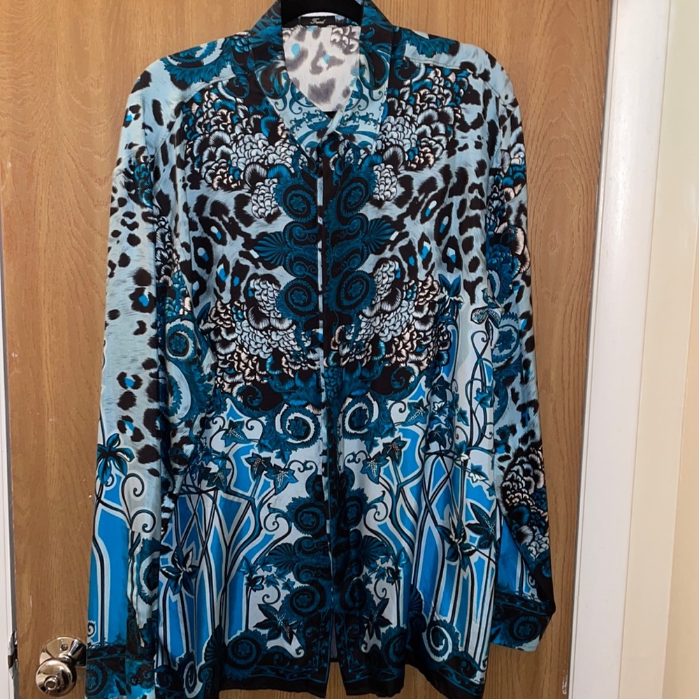 Versace Leopard Baroque Ivy print Silk Dress Shirt Trend Fit